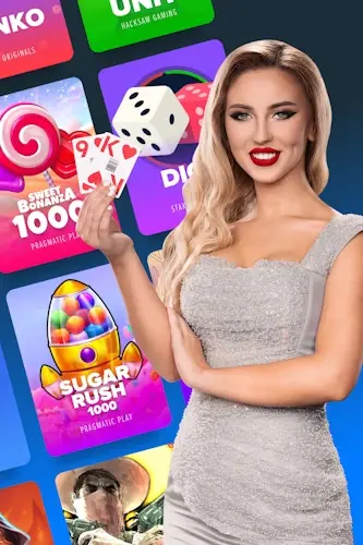 vrouw op de banner van Stake Casino